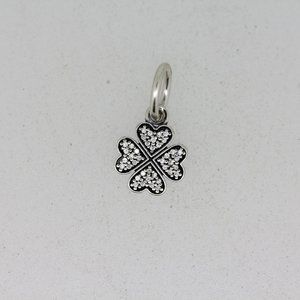 Pandora Retired Sterling Silver Lucky in Love Clover Dangle with CZ 791309CZ